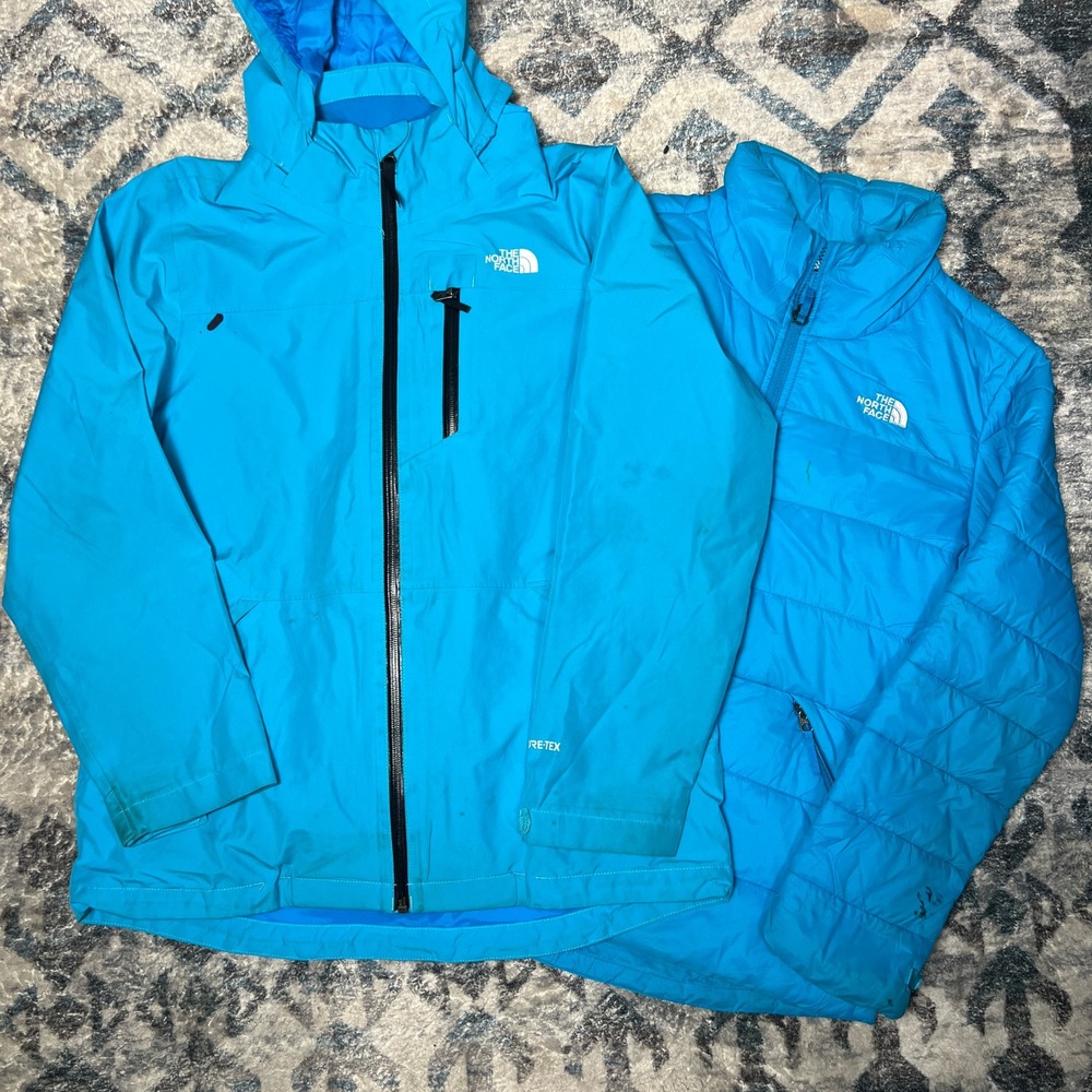 The North Face Girls Sz XL (18) Blue Gore-Tex Puffer 3 in 1 Winter Jacket Coat